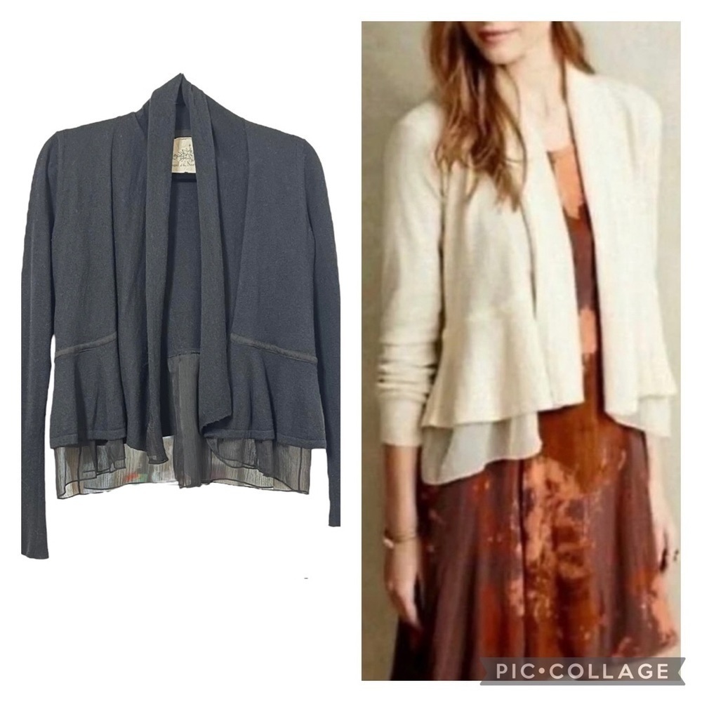 ANTHROPOLOGIE Angel of the North Wool Blend Chiffon Cardigan fits like an XS-S